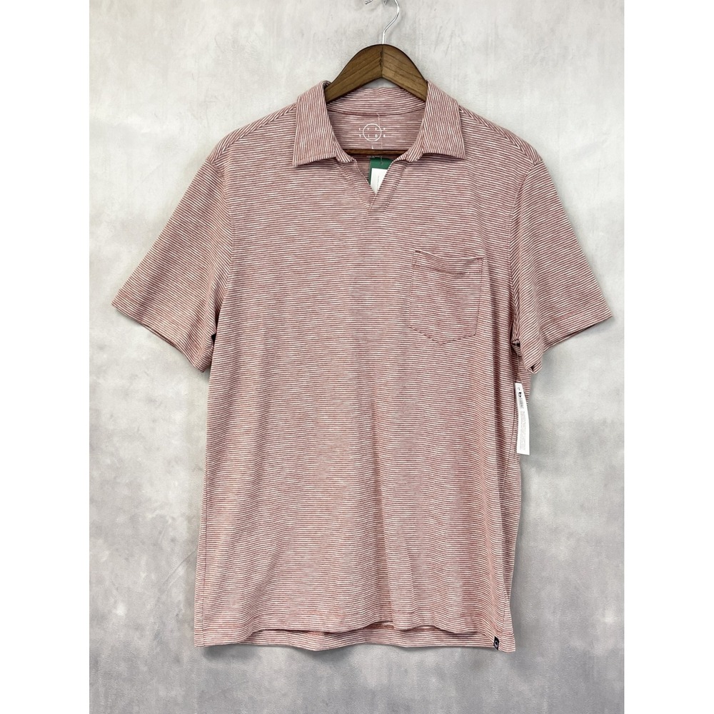 Even Tide Piedmont Johnny Collar Pocket Polo Mens‎ Large Stripe Preppy Hamptons